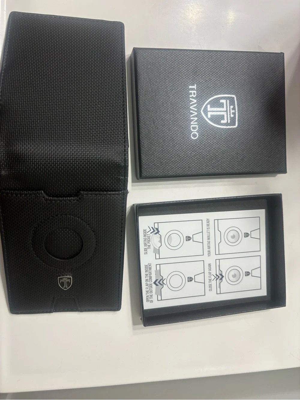 TRAVANDO Black RFID Money Clip Wallet with AirTag Pocket
